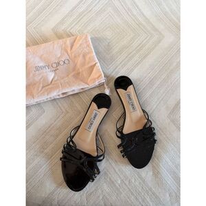 Jimmy Choo Black Patent Strappy Slide Flats – Size 37